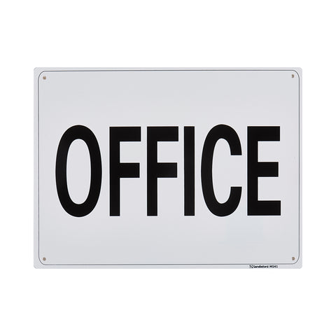 Sandleford Office Sign 300 x 225mm White/Black Polypropylene - Weather Resistant