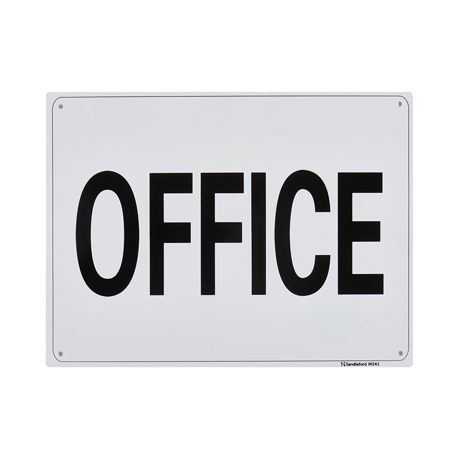 Sandleford Office Sign 300 x 225mm White/Black Polypropylene - Weather Resistant