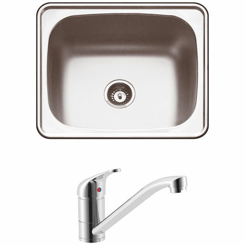 Abey The Lodden Single Bowl Topmount Sink Pack - Stainless Steel, No Drainer, 25 Year Warranty - PR45AT