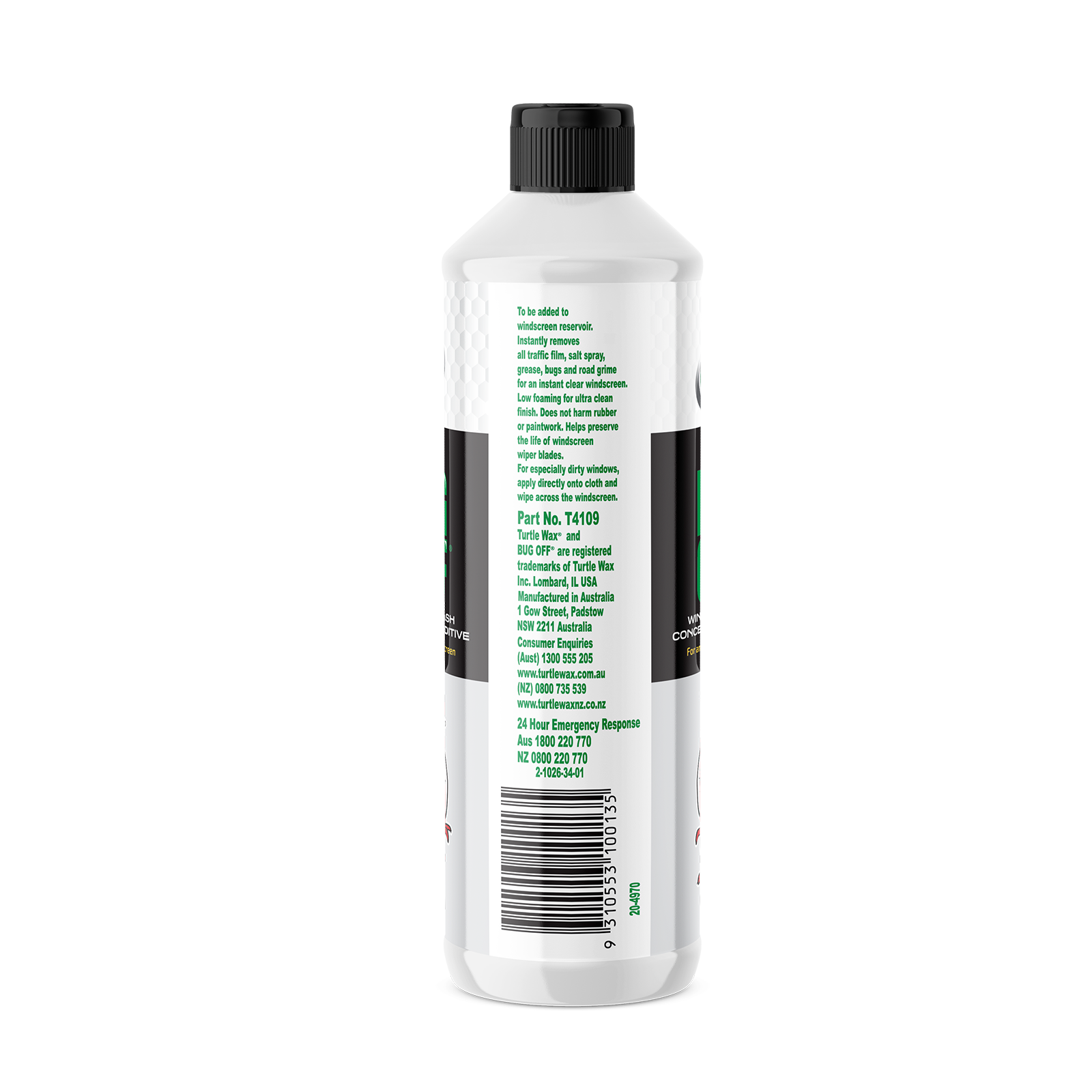 Turtle Wax 500ml Bug Off Windscreen Wash Concentrate, Low Foaming