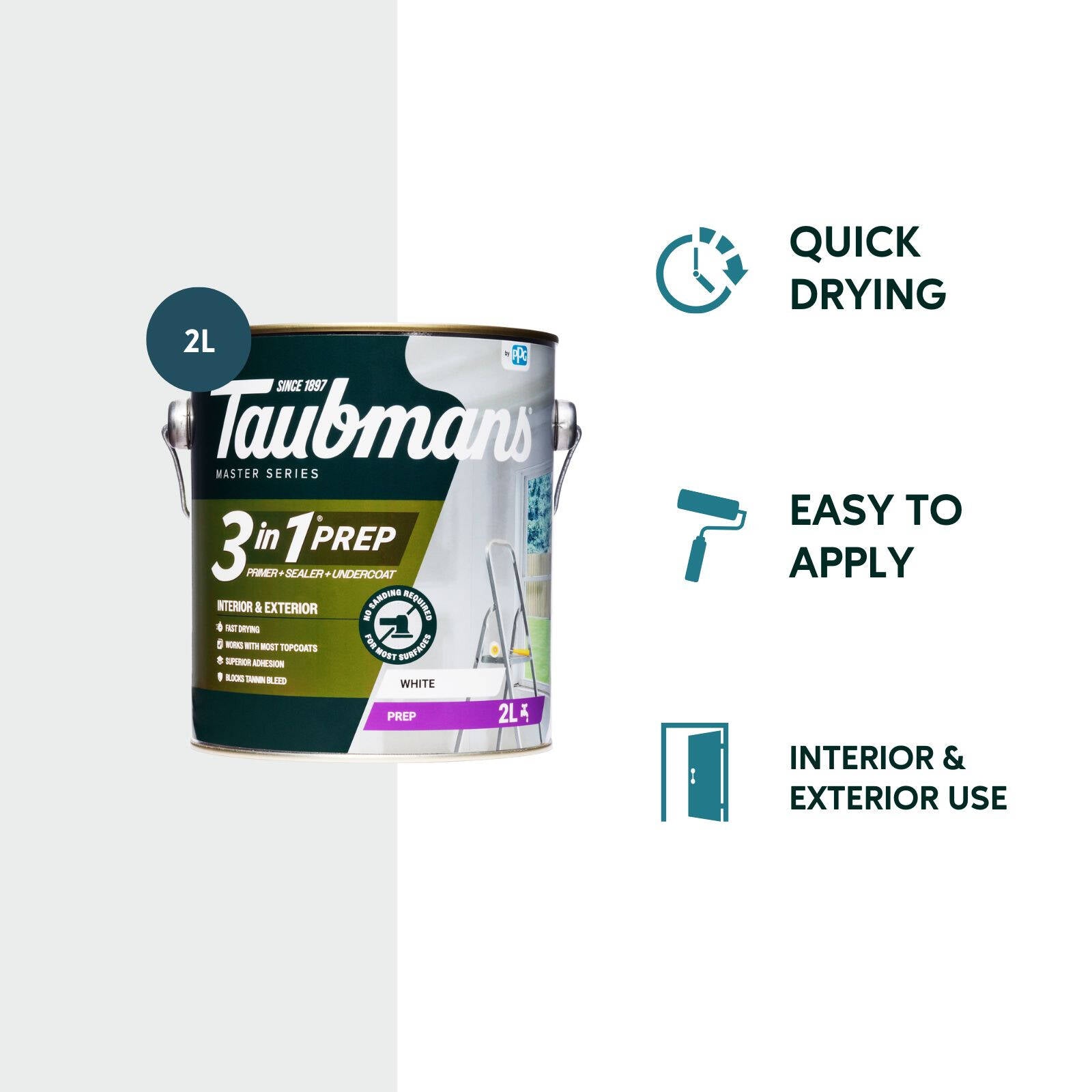 Taubmans 3 In 1 Primer Undercoat Sealer 2L White Water Based