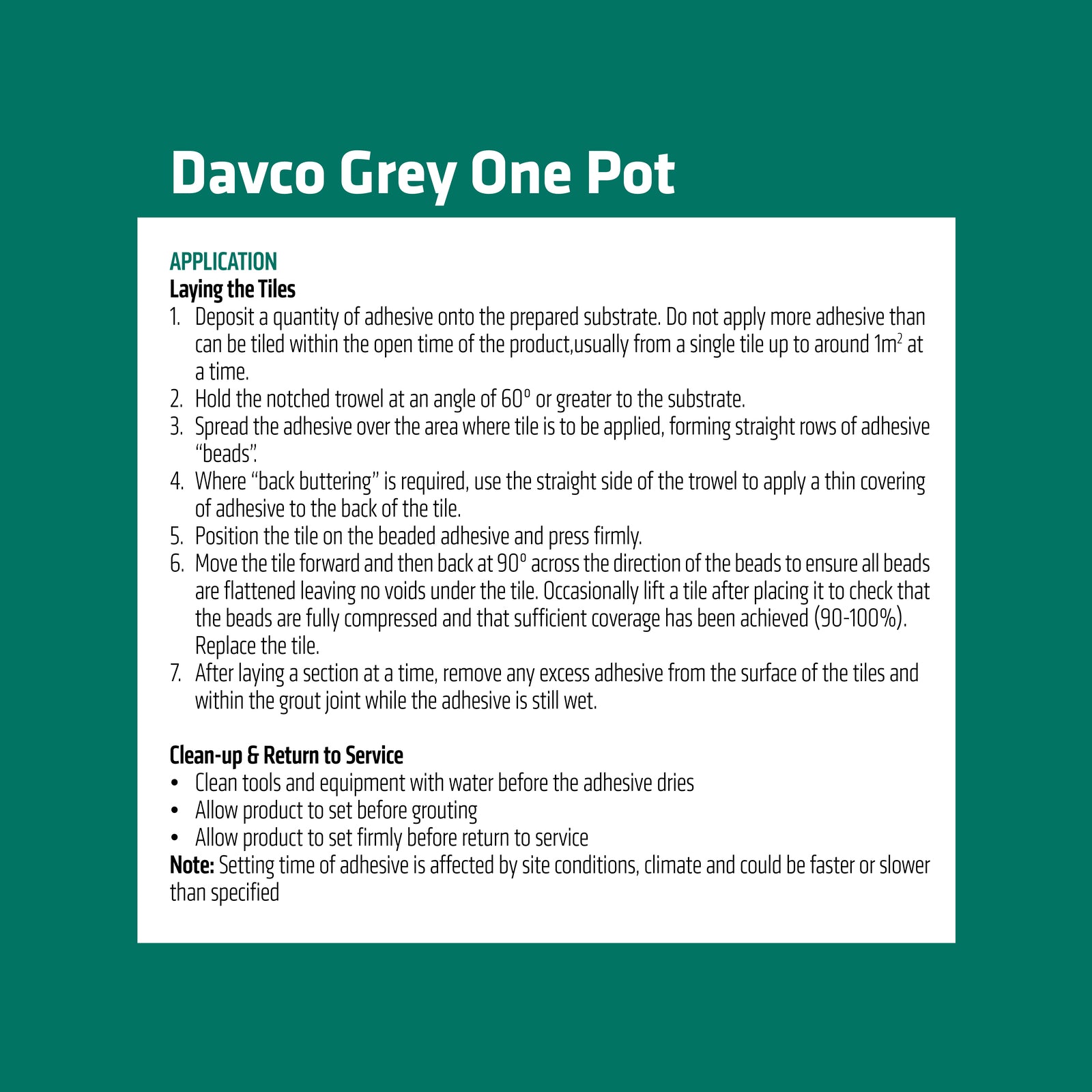 Davco 1L Grey One Pot Premixed Tile Adhesive Acrylic Indoor