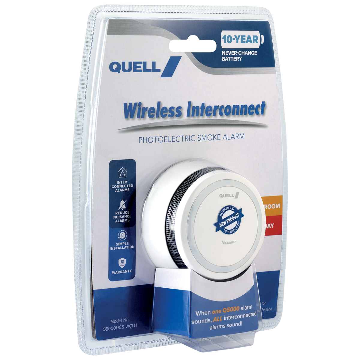 Quell Q5000 Wireless Interconnect Photoelectric Smoke Alarm - 78mm x 78mm - Reliable Safety - SuperSaverAU - view 2