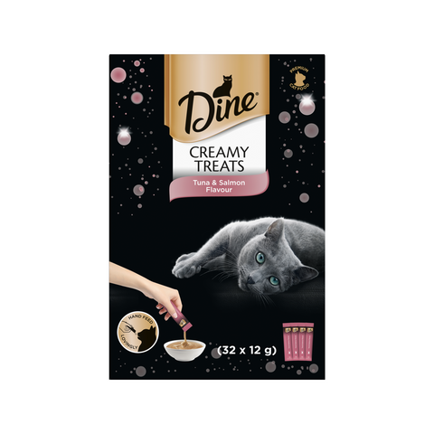 Dine Creamy Treats Tuna & Salmon Flavour Cat Treats 12g 32 Sachets