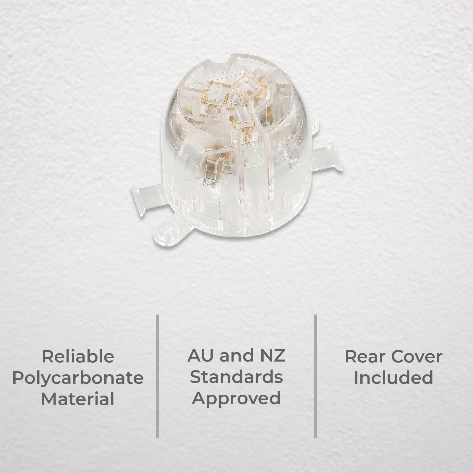 DETA 10A Miniature Plug Base, White Polycarbonate, 250V, 10 Pack (6209BT)