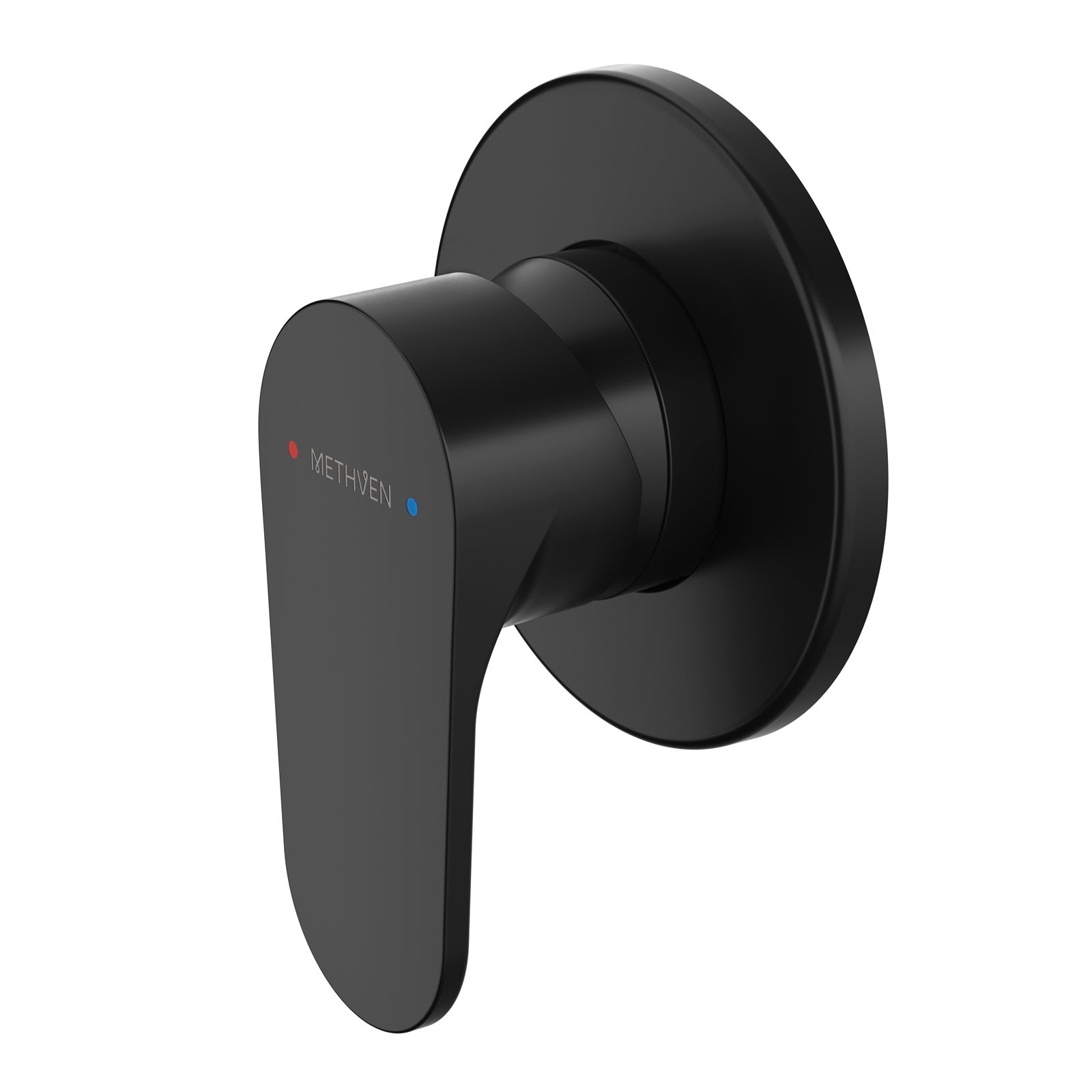 Methven Glide Matte Black Shower Mixer, 80mm Round Plate, Brass, Lever, Ceramic Disc, Wall Mount