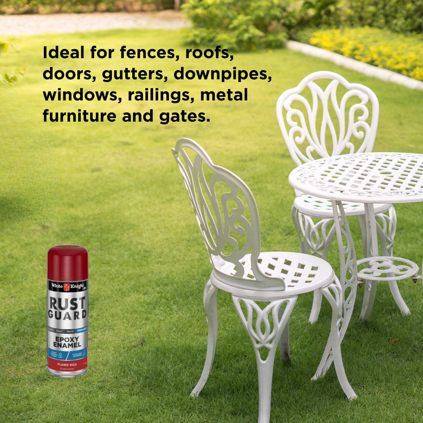 White Knight Rust Guard 310g Flame Red Gloss Epoxy Enamel Spray Paint
