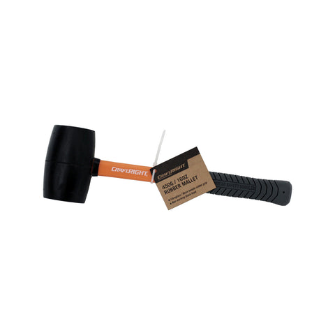 Craftright Rubber Mallet 450g / 16oz - Non-Marking Head with Fibreglass Handle