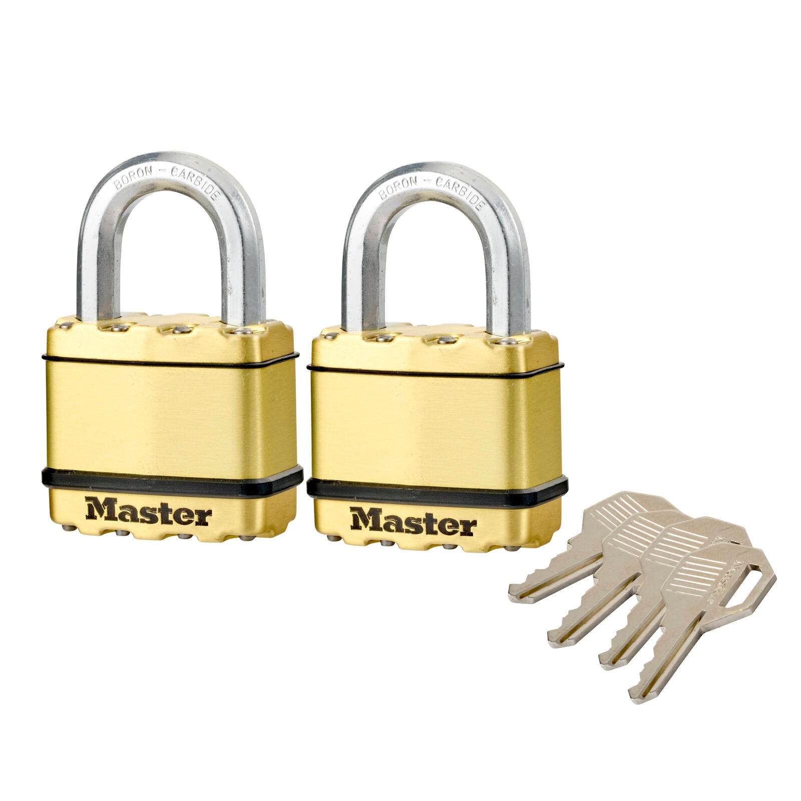 Master Lock 50mm Excell Padlock 2 Pack Laminated Steel Boron-Carbide Shackle