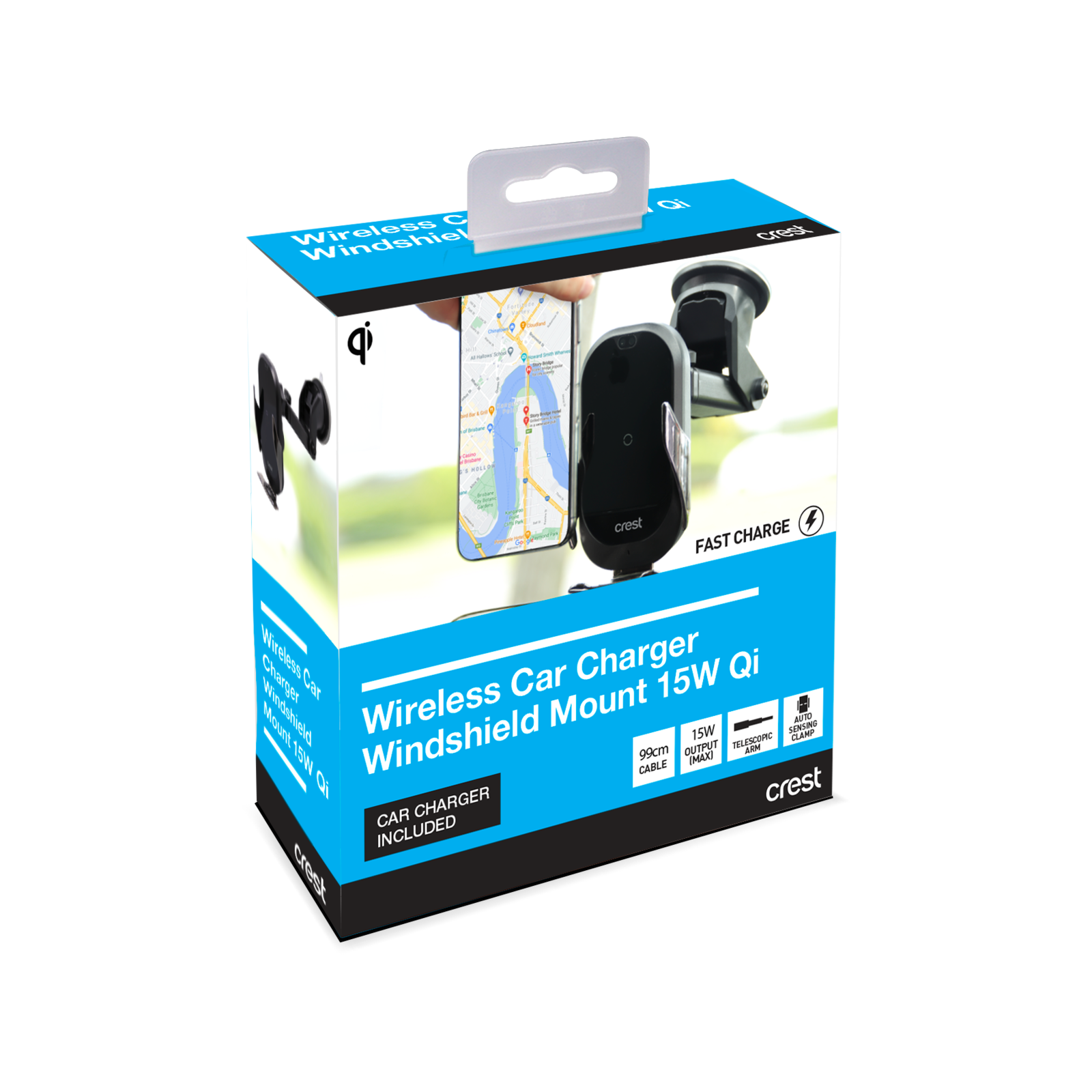Crest Qi Wireless Car Charger 15W - Window Mount CPCCD15