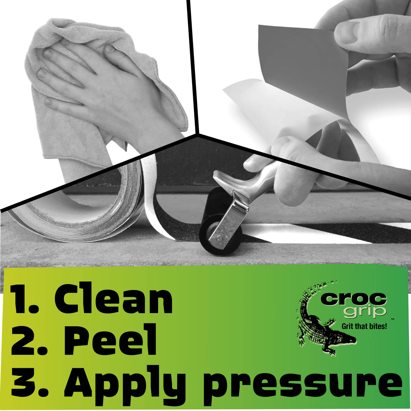 Croc Grip 5m x 25mm Clear Bathroom Tread Anti-Slip Vinyl Tape