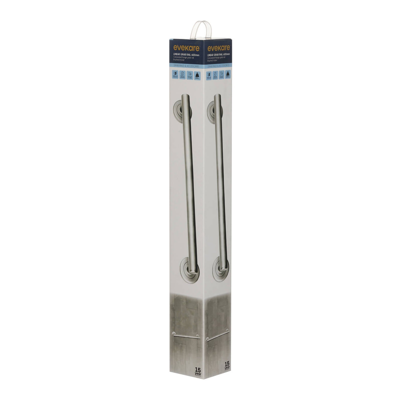 Evekare 600mm Brushed Nickel Linear Grab Rail with Concealed Flange