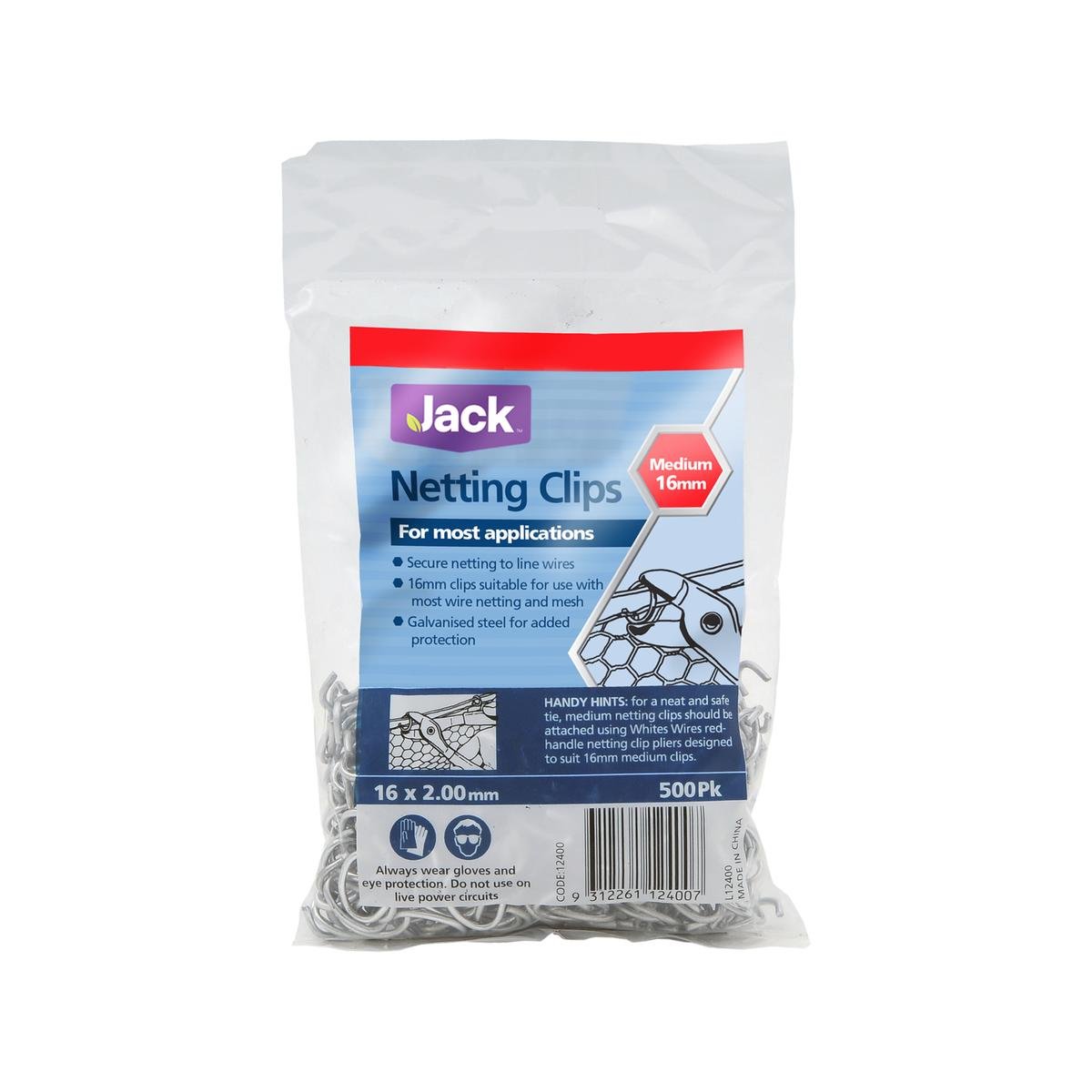 Jack 16mm Galvanised Steel Netting Clips 500 Pack