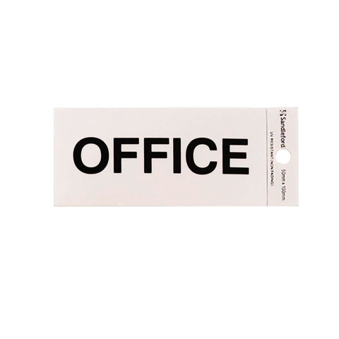 Sandleford 100 x 50mm Office Self Adhesive Sign, Gloss Silver Weather Resistant Polycarbonate