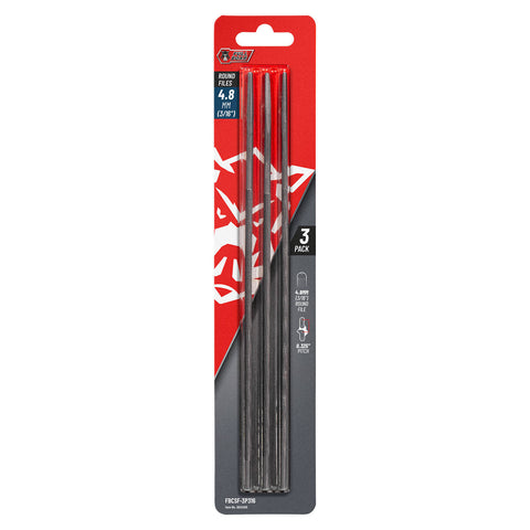 Full Boar 4.8mm (3/16") Round Tapered Chainsaw File - 3 Pack, 245mm