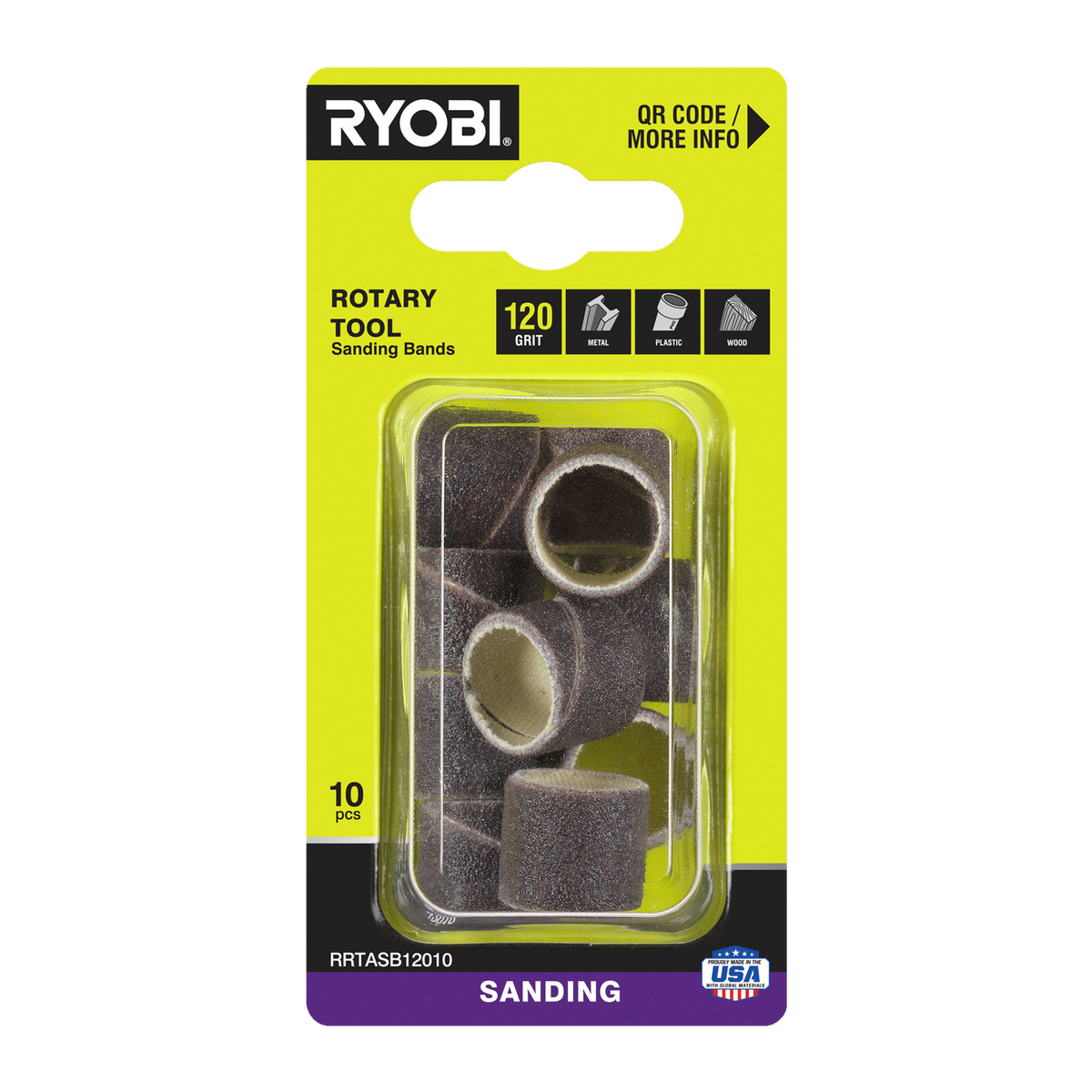 Ryobi 120 Grit Rotary Tool Sanding Band - 10 Pack