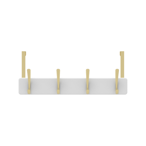 Mode 4 Over Door Hanger - 4 Brushed Brass Hooks - 450mm x 70mm - White Board - SuperSaverAU - view 1