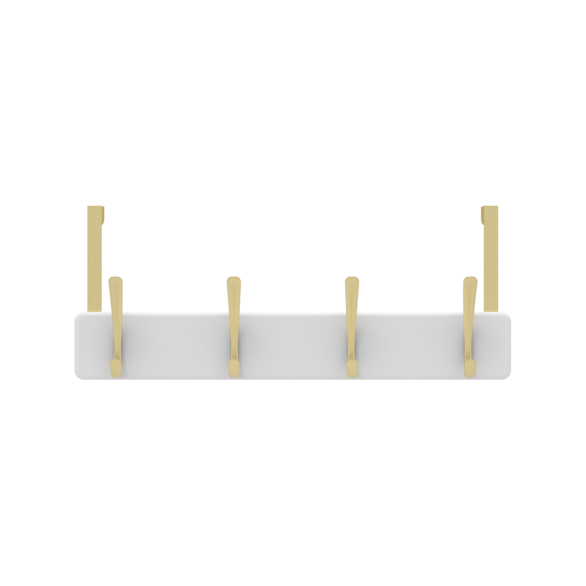 MODE Over Door Hanger - 4 Brushed Brass Hooks on White Board
