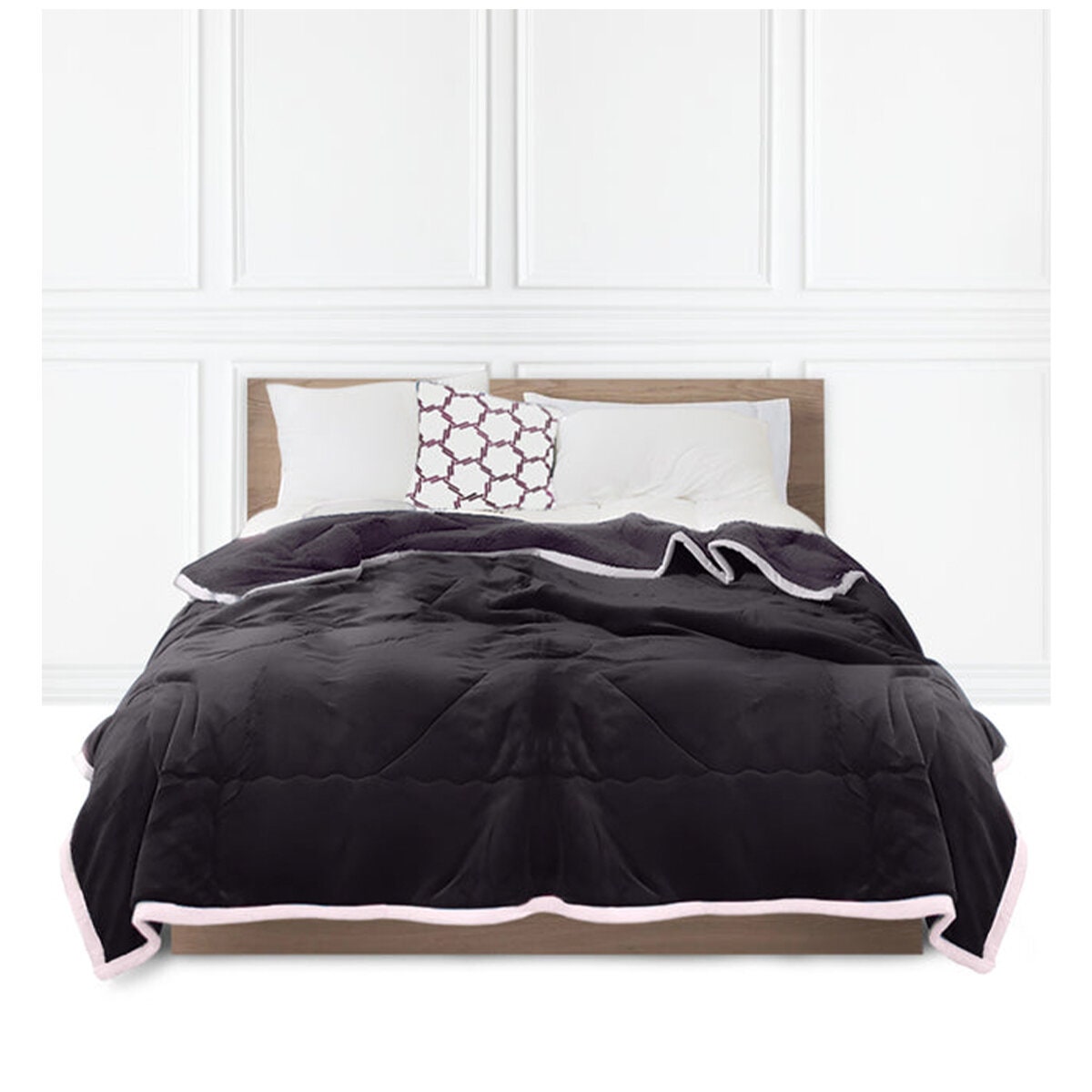 SOGA Dark Grey Throw Blanket - Queen Size, Flannel and Polyester, Machine Washable - BLANKET303