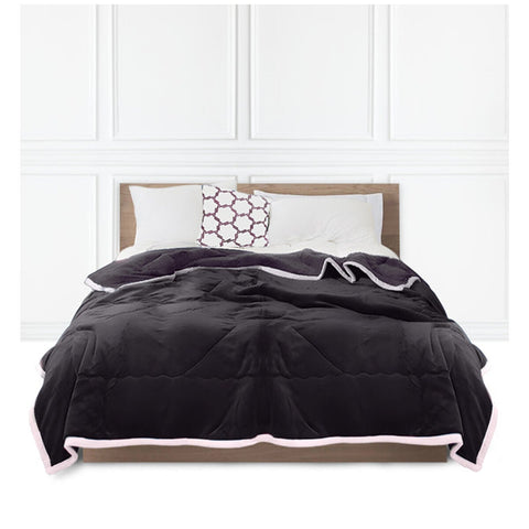 SOGA Dark Grey Throw Blanket - Queen Size, Flannel and Polyester, Machine Washable - BLANKET303