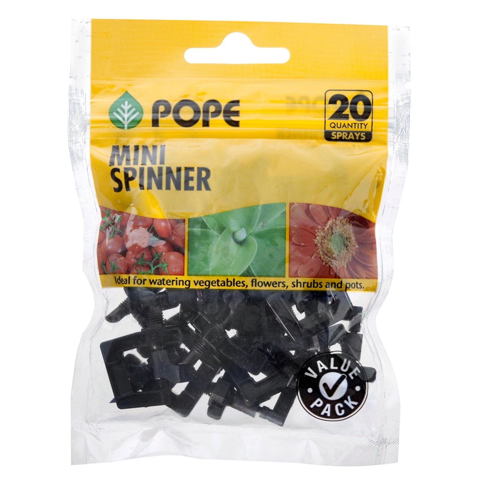 Pope Threaded Mini Spinner 20 Pack - Black Polypropylene, 25 L/h, 4mm, Above Ground