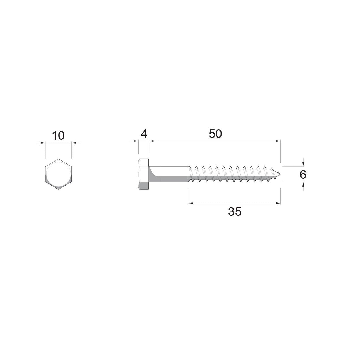 Zenith Hex Head Coach Screws M6 x 50mm Hot Dip Galvanised 25 Pack - SuperSaverAU - view 4