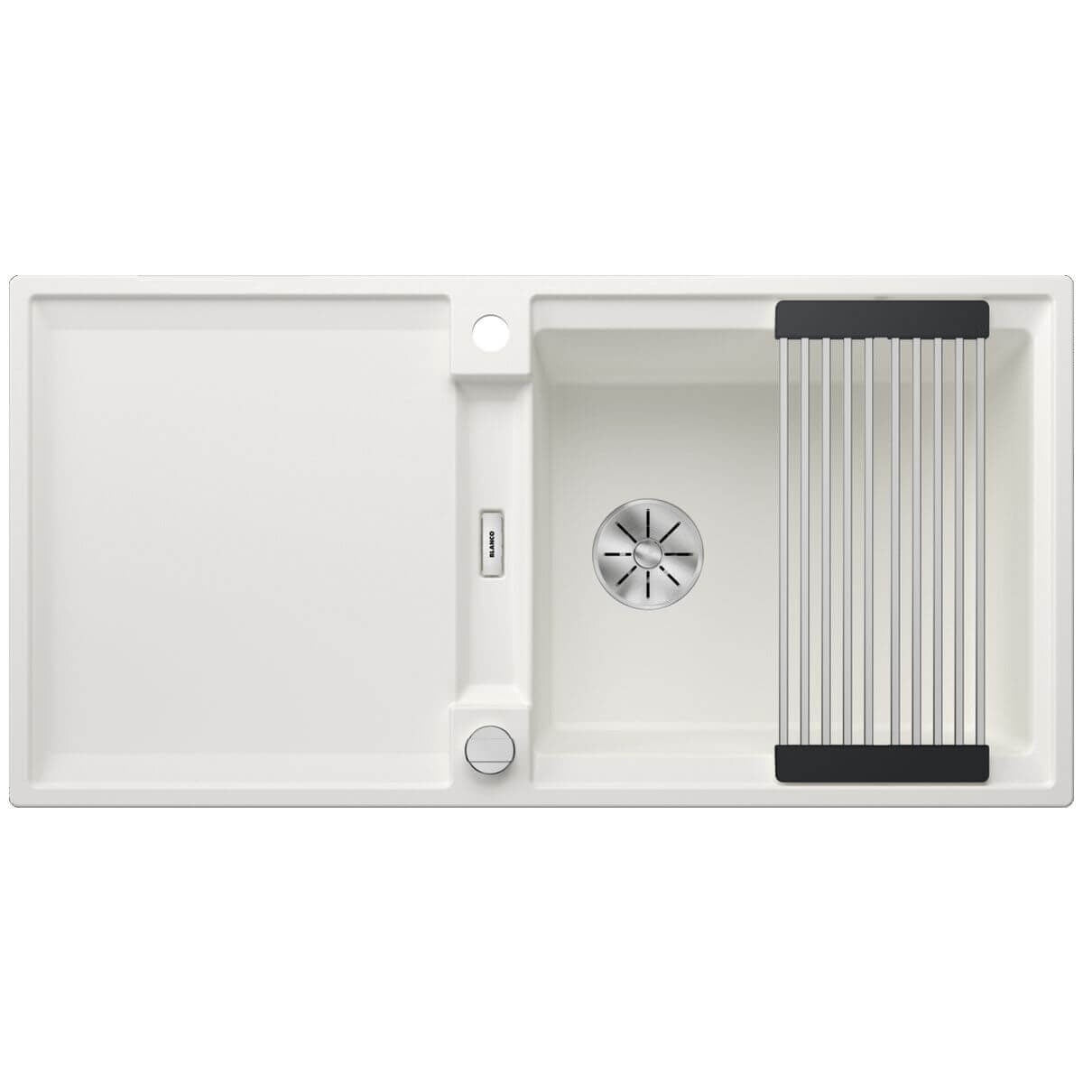 Blanco Adira XL 6S Silgranit single bowl sink with drainer - White, integrated drainboard, reversible - 528132