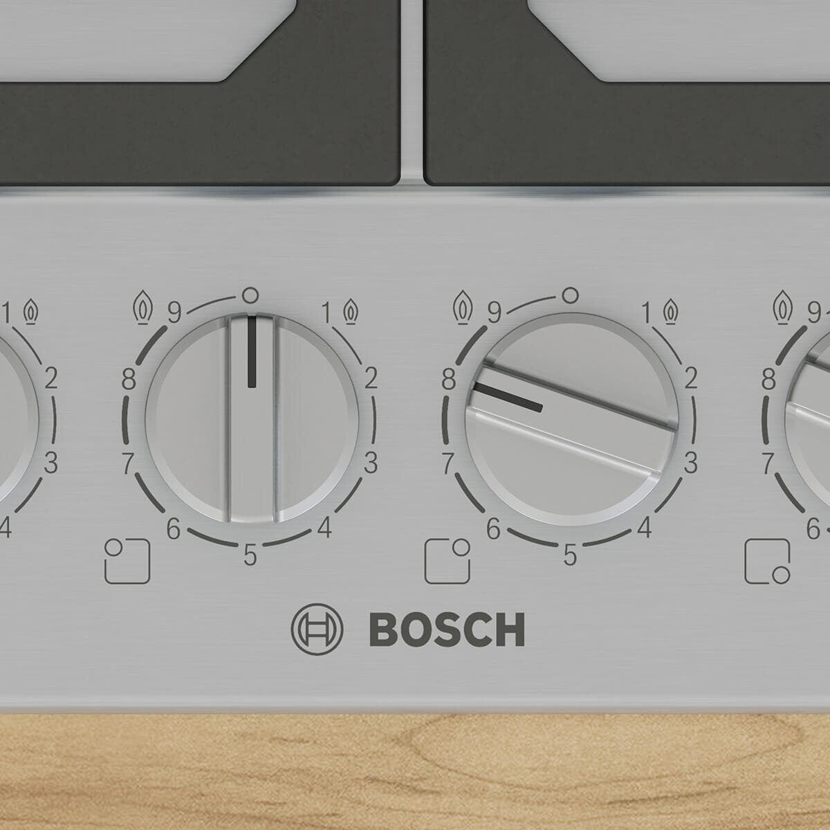 Bosch 60cm Series 6 Natural Gas Cooktop - FlameSelect, Wok Burner, Stainless Steel - PCH6A5I90A