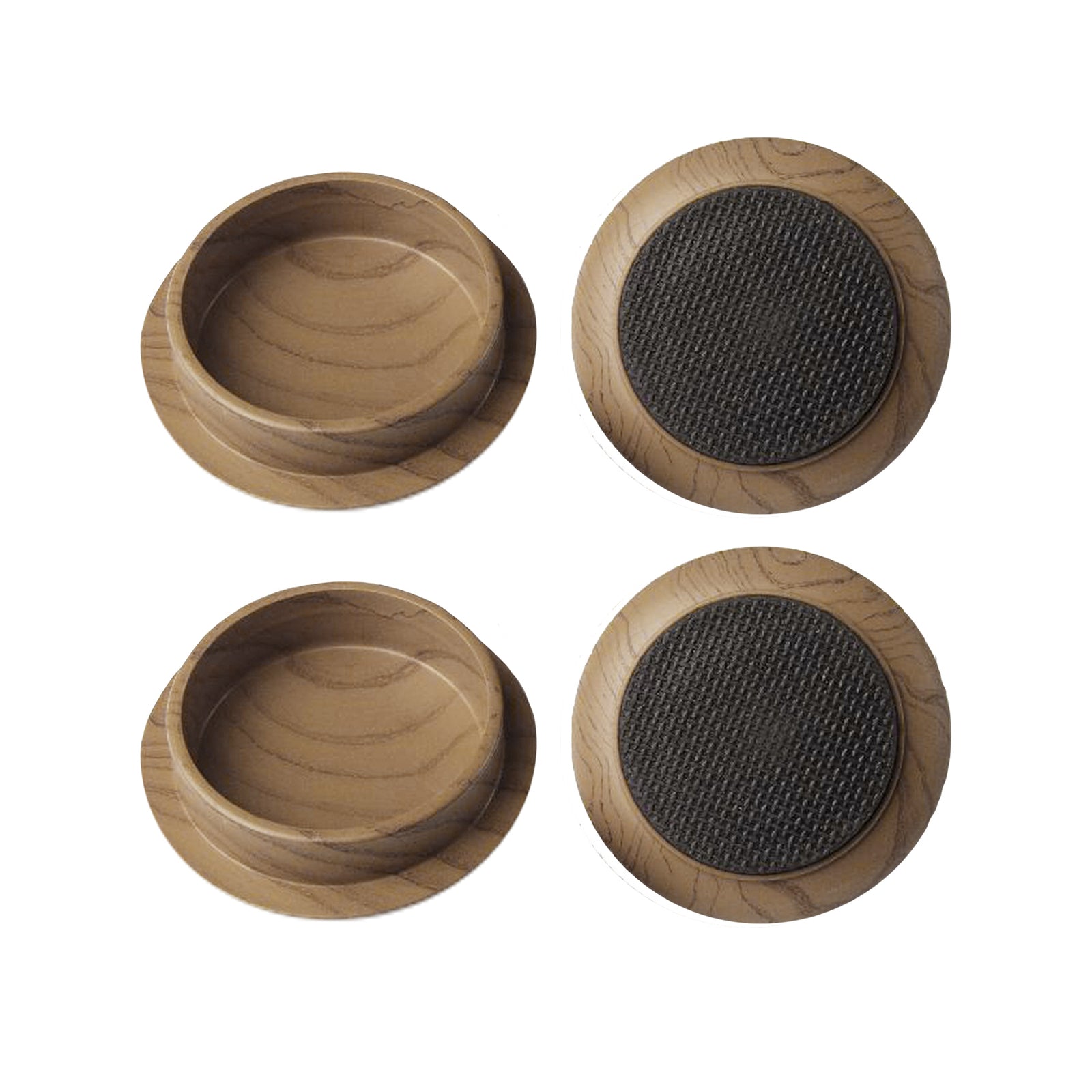 Surface Gard 44mm Dark Wood Effect Non-Slip Round Castor Cups - 4 Pack