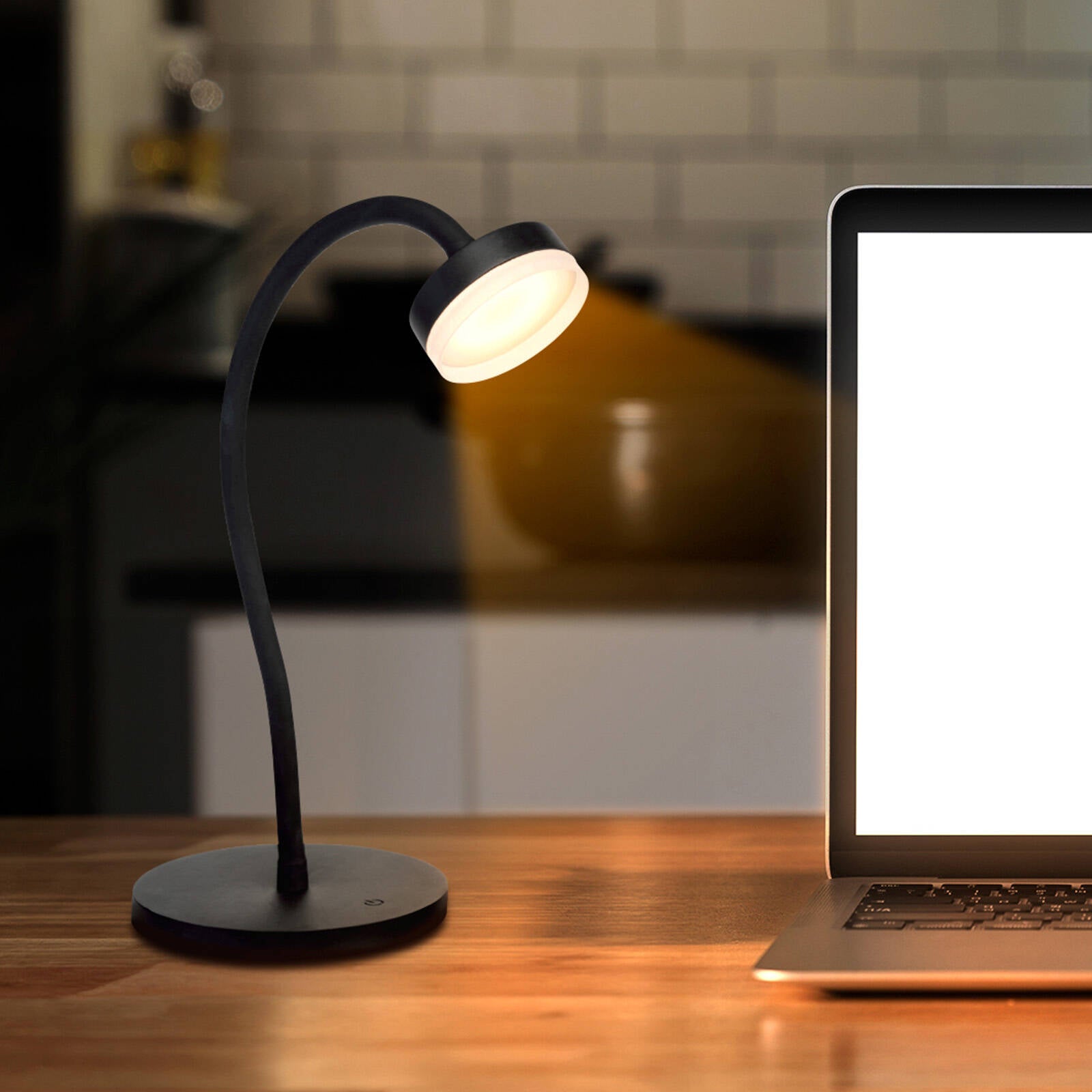 Brilliant Jerico 3W Black LED Desk Lamp with Touch Switch & Adjustable Head 20873/06