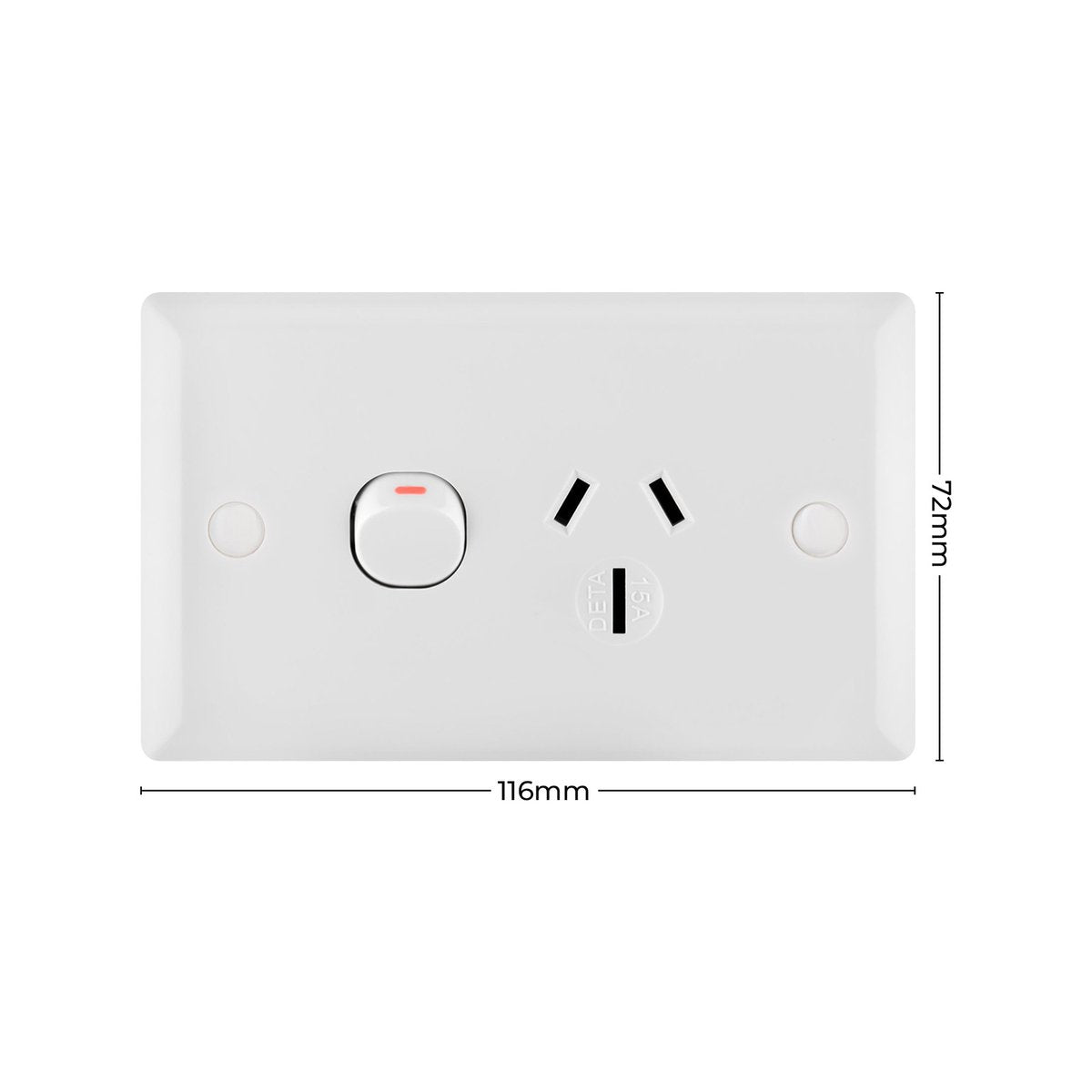 Deta 15A Solid Plate Single Power Point - Standard Size - Polycarbonate - Durable - SuperSaverAU - view 4