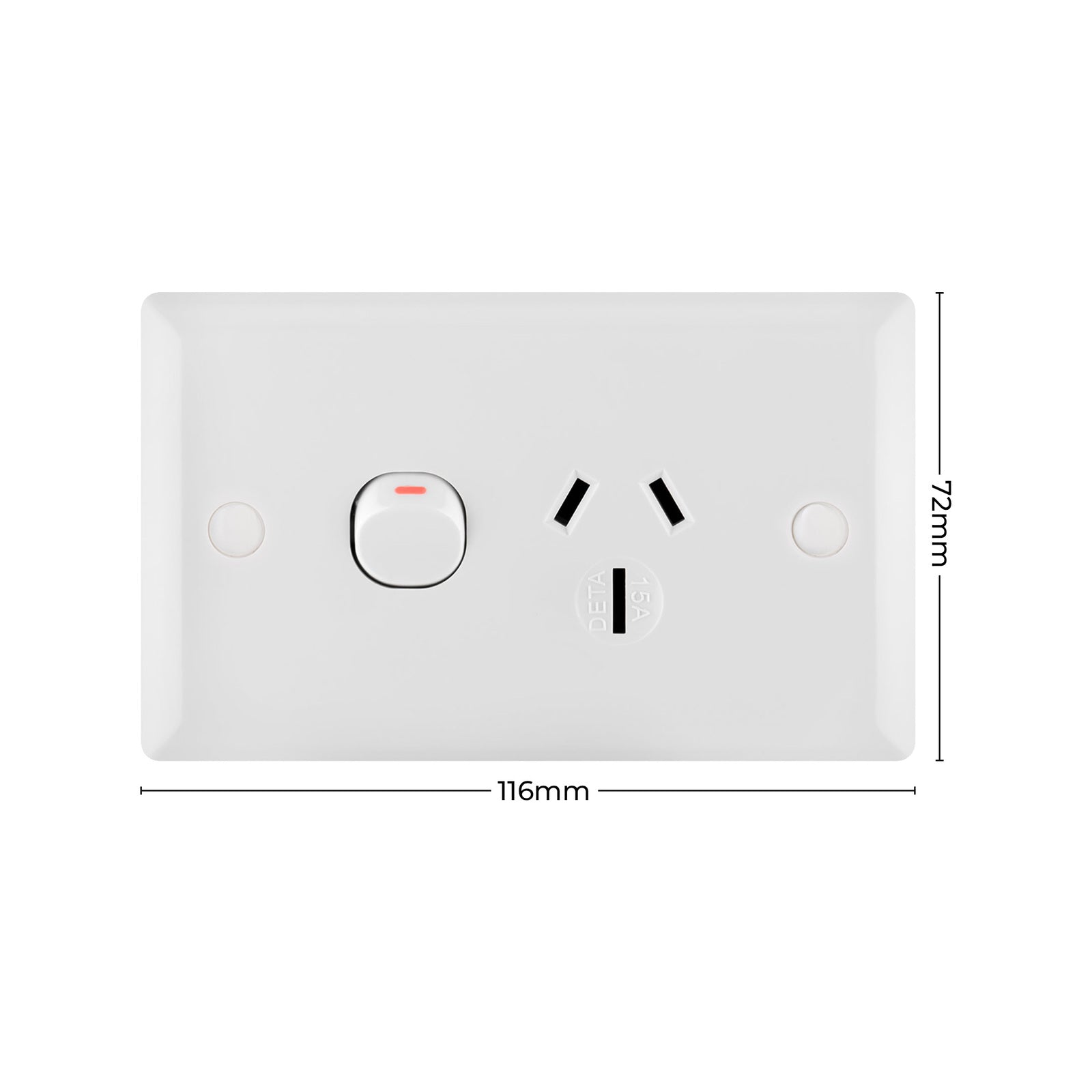 DETA 15A Solid Plate Single Power Point, White Polycarbonate, Indoor (3215B)
