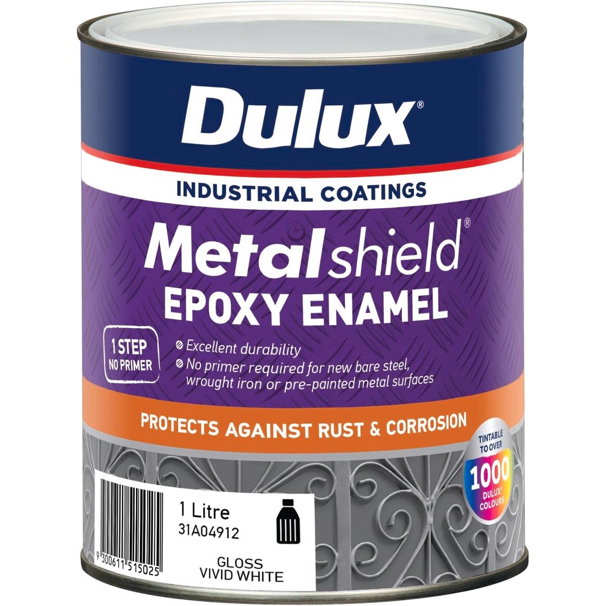Dulux Metalshield Epoxy Enamel Gloss Paint 1L Vivid White