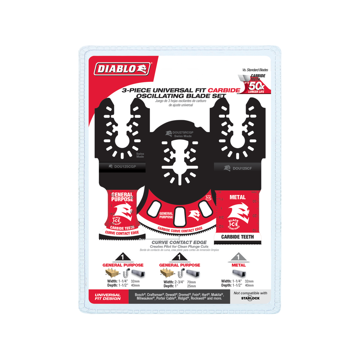 Diablo Carbide Multi Tool Blade 3 Pack - 139.7mm x 251.9mm - Durable Cutting - SuperSaverAU - view 1
