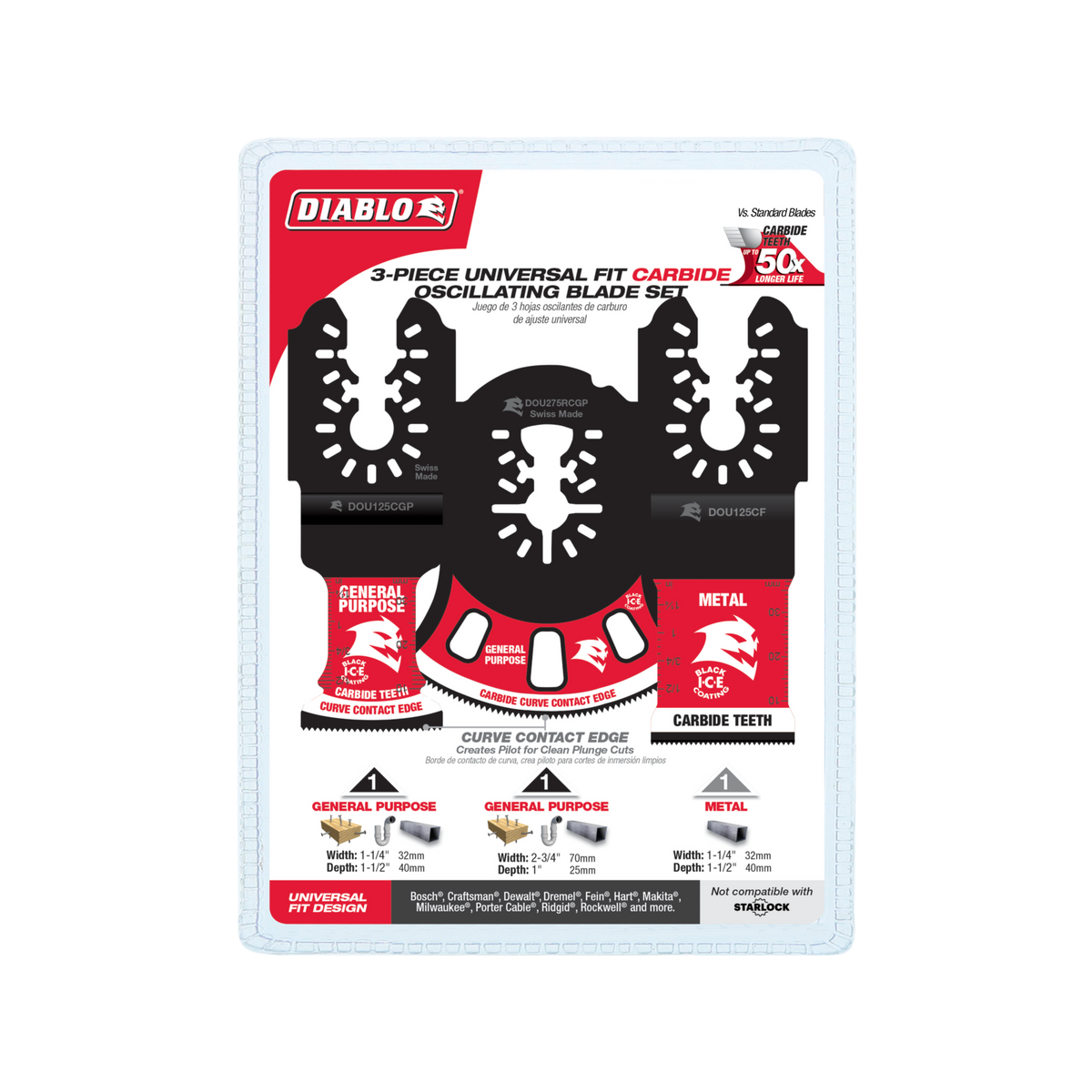 Diablo Universal Carbide Multi-Tool Blade Set - 3 Pack