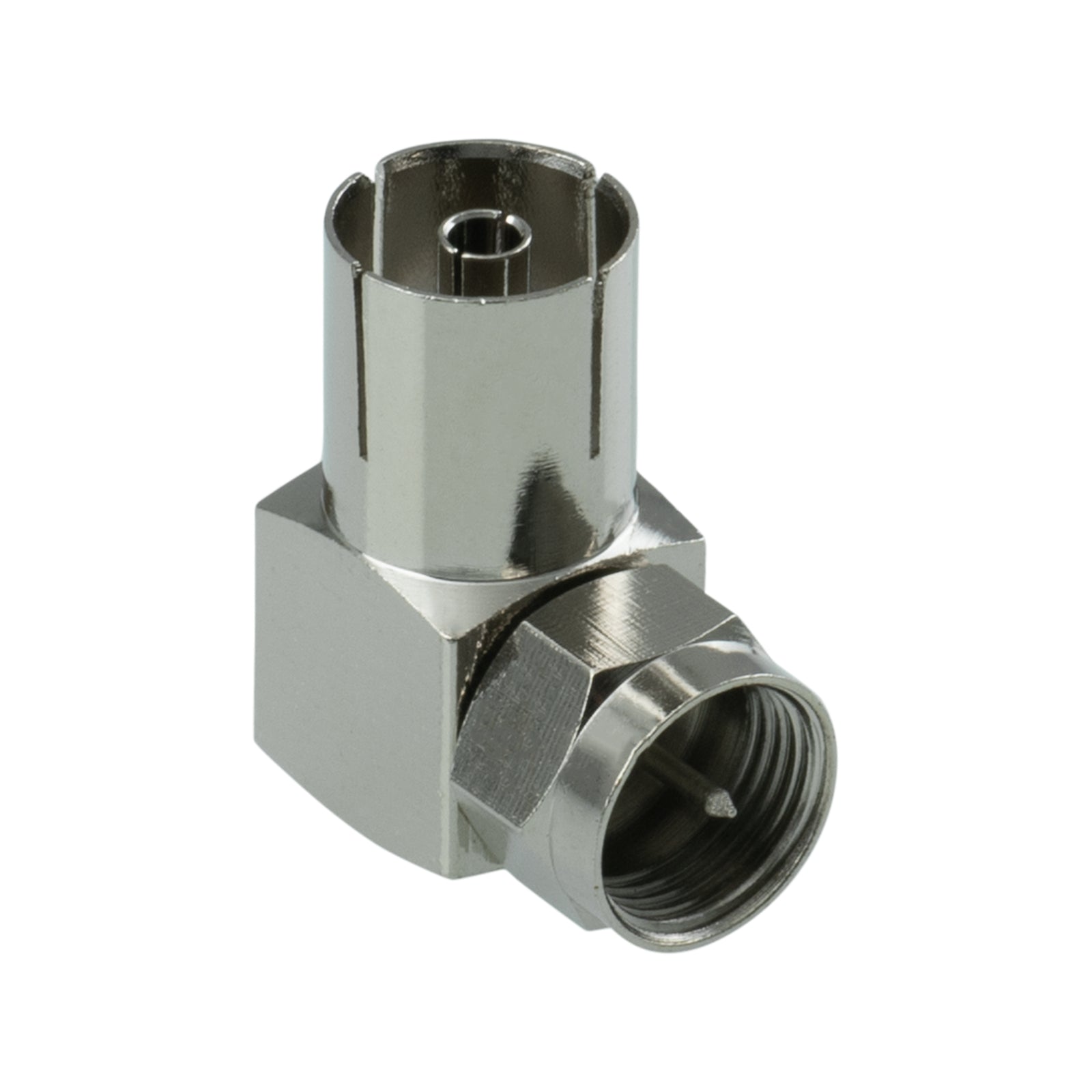Antsig F Plug to PAL Socket Right Angle Nickel Plated AP047