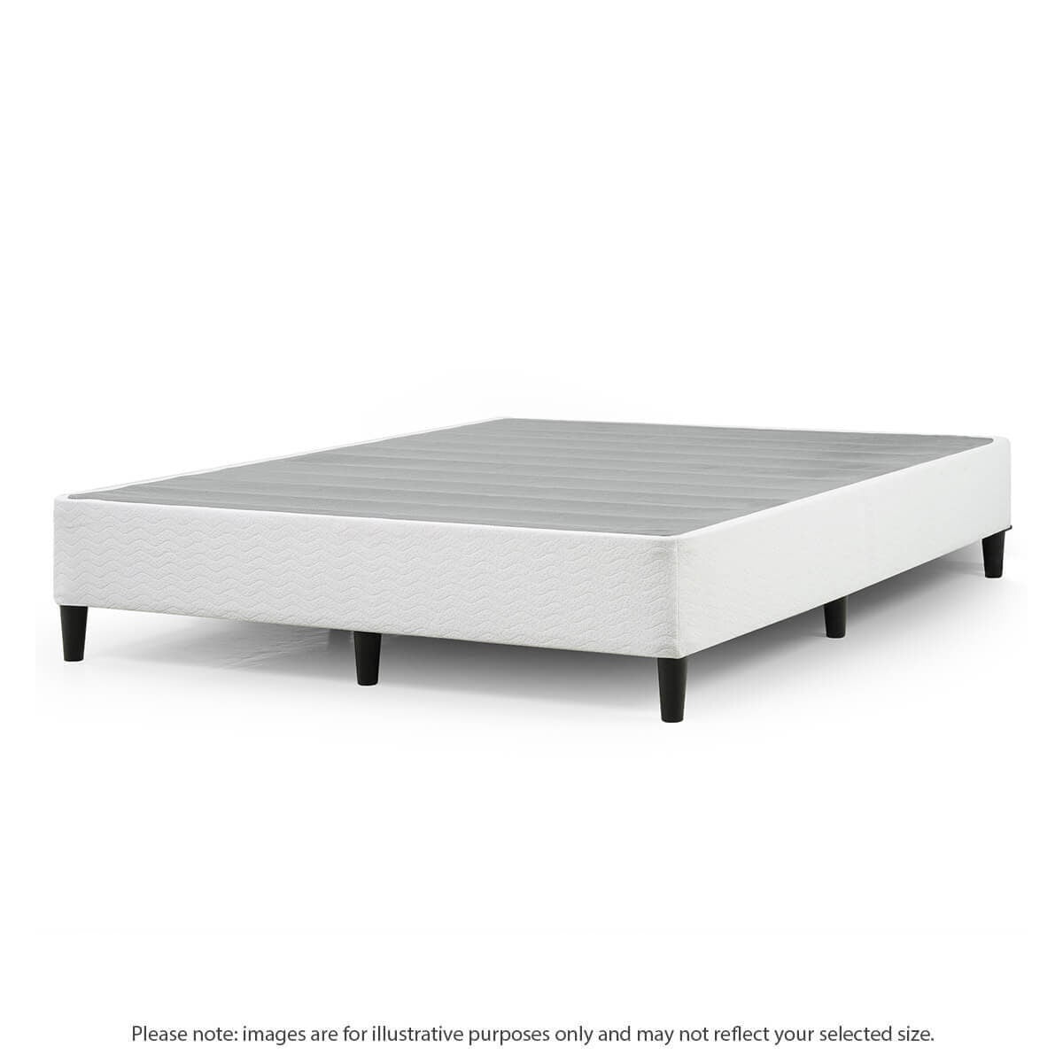 Zinus Keenan queen ensemble bed base - white fabric, no extra foundation needed, 250kg capacity - AU-BSLB-Q