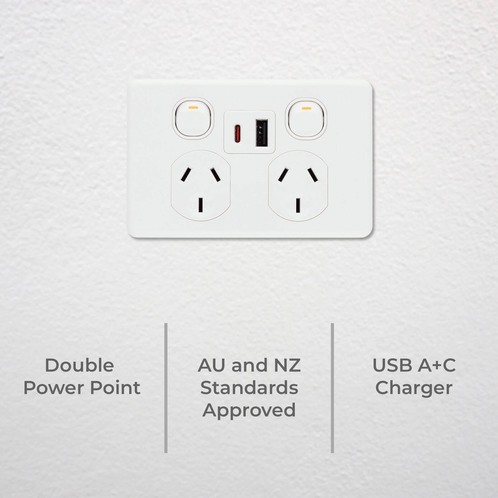 DETA X6 Double Power Point with USB-A & USB-C PD30W Rapid Charging Indoor