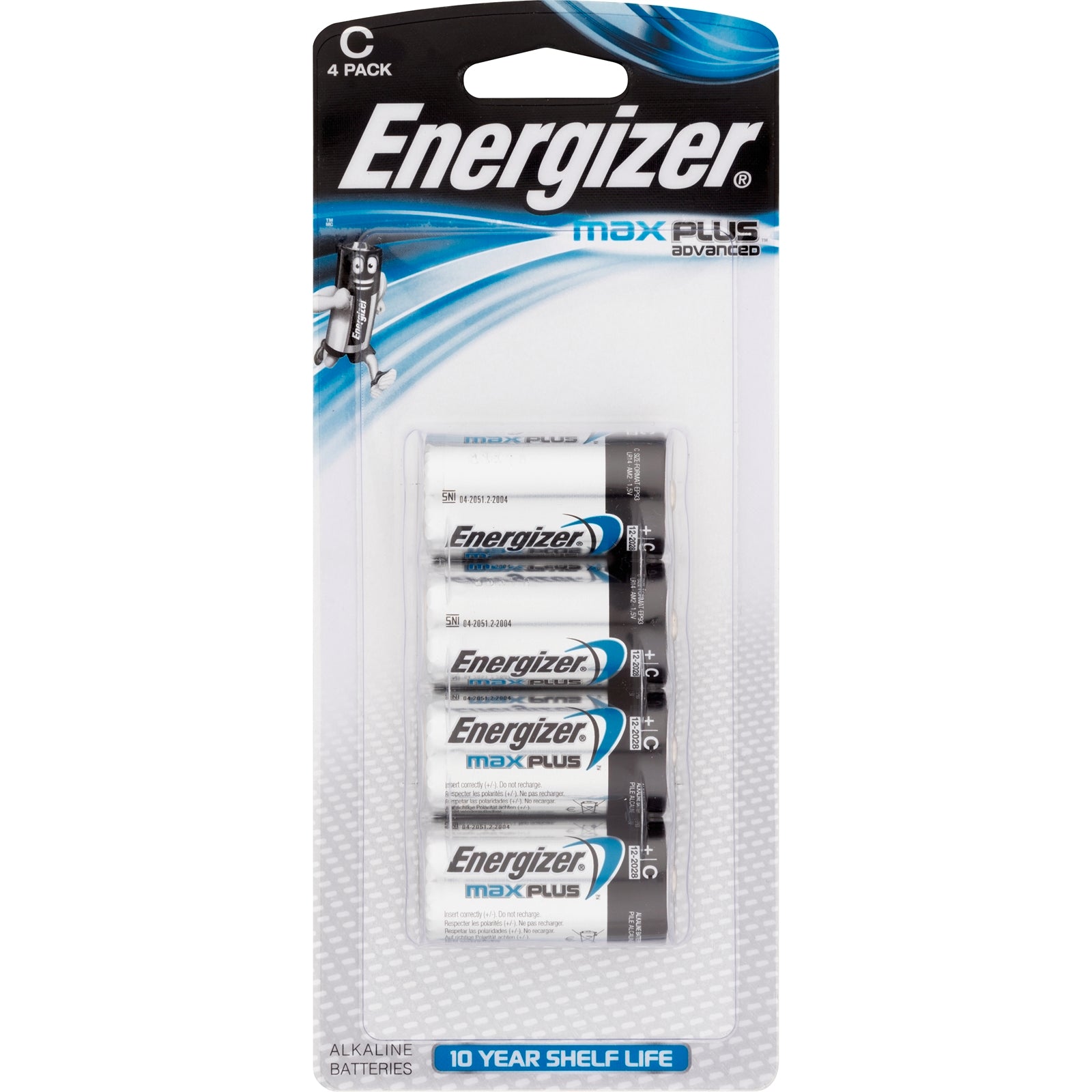 Energizer Max Plus C Size Alkaline Batteries 1.5V 4 Pack
