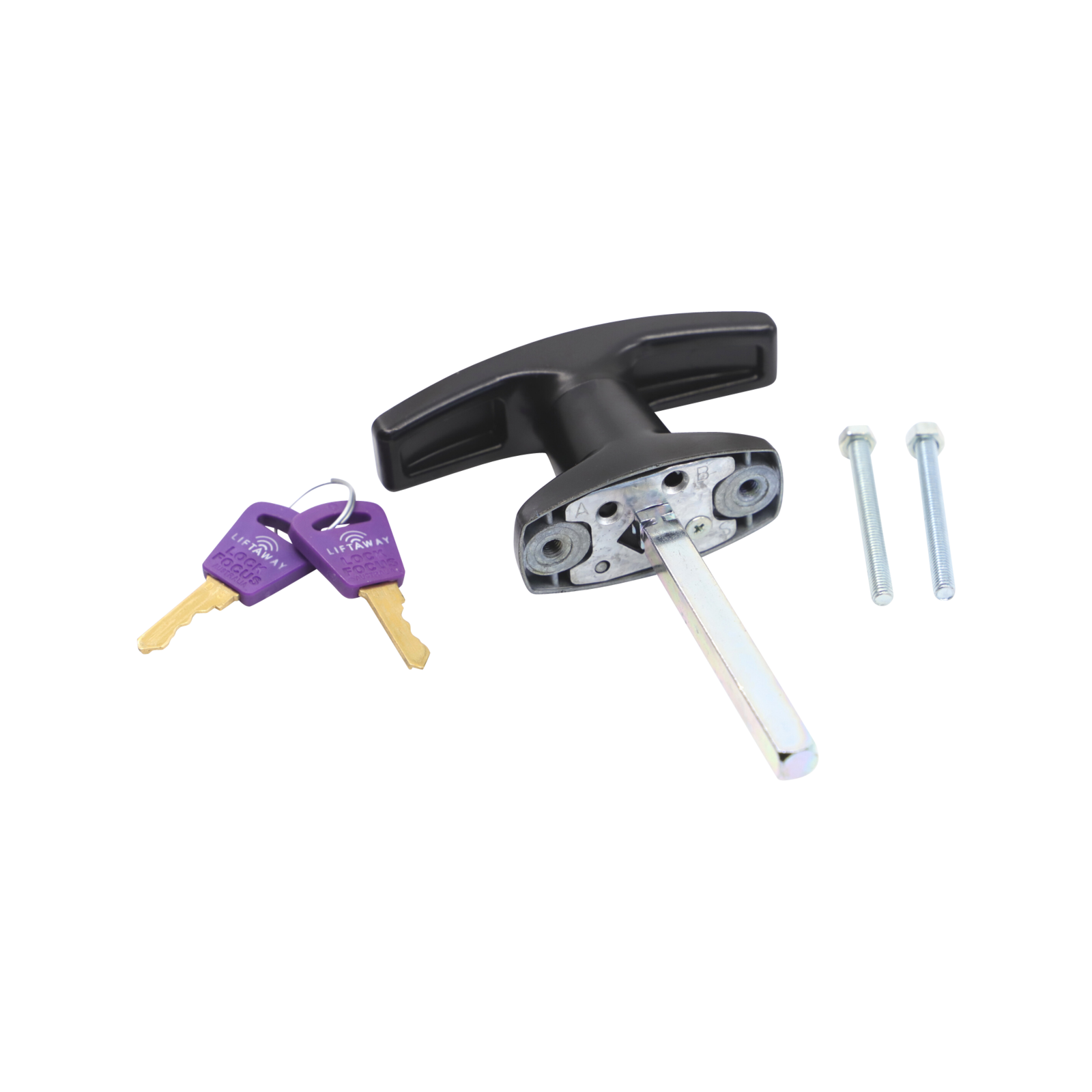 Liftaway Black Rear Fix T-Handle Garage Door Lock, Steel, 2 Keys