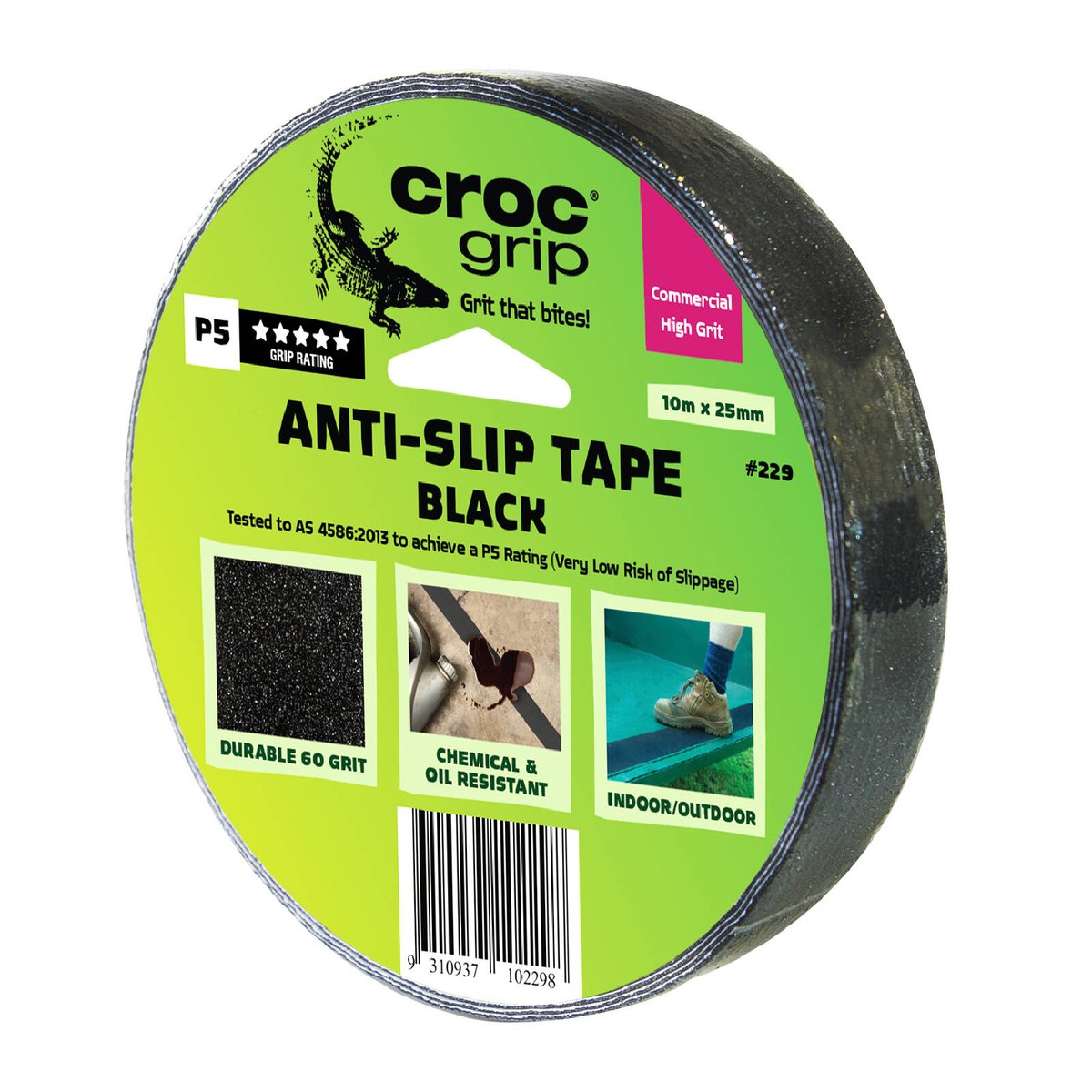 Croc Grip 10m x 25mm Black Anti-Slip Tape