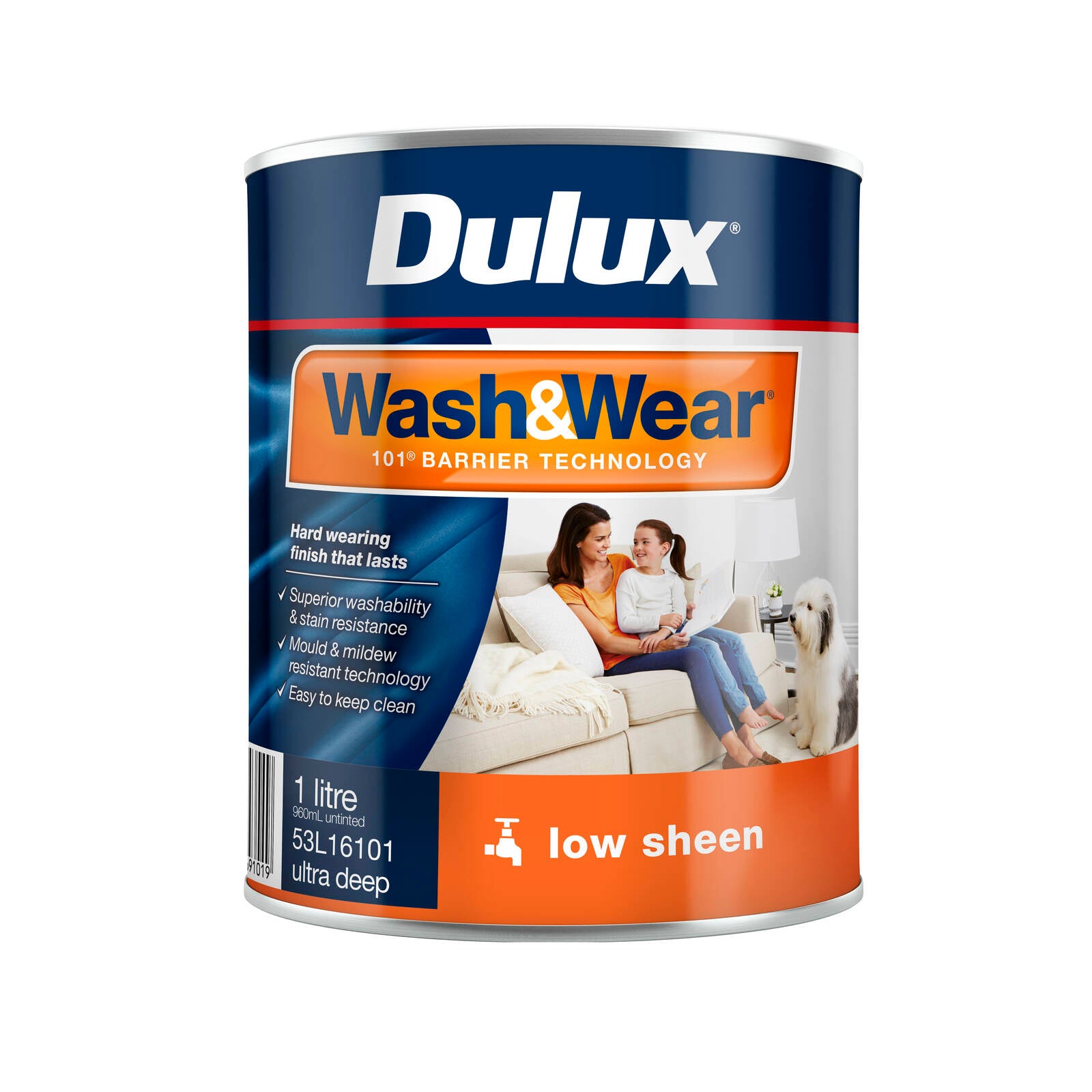 Dulux Wash&Wear Low Sheen Interior Paint Ultra Deep 1L