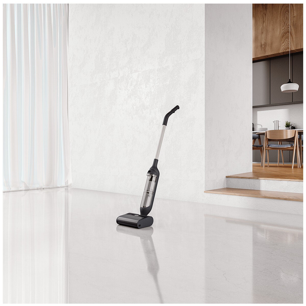 Hizero wet and dry stick vacuum - polymer roller, realtime self-cleaning, 60 minute battery life, Black - F300