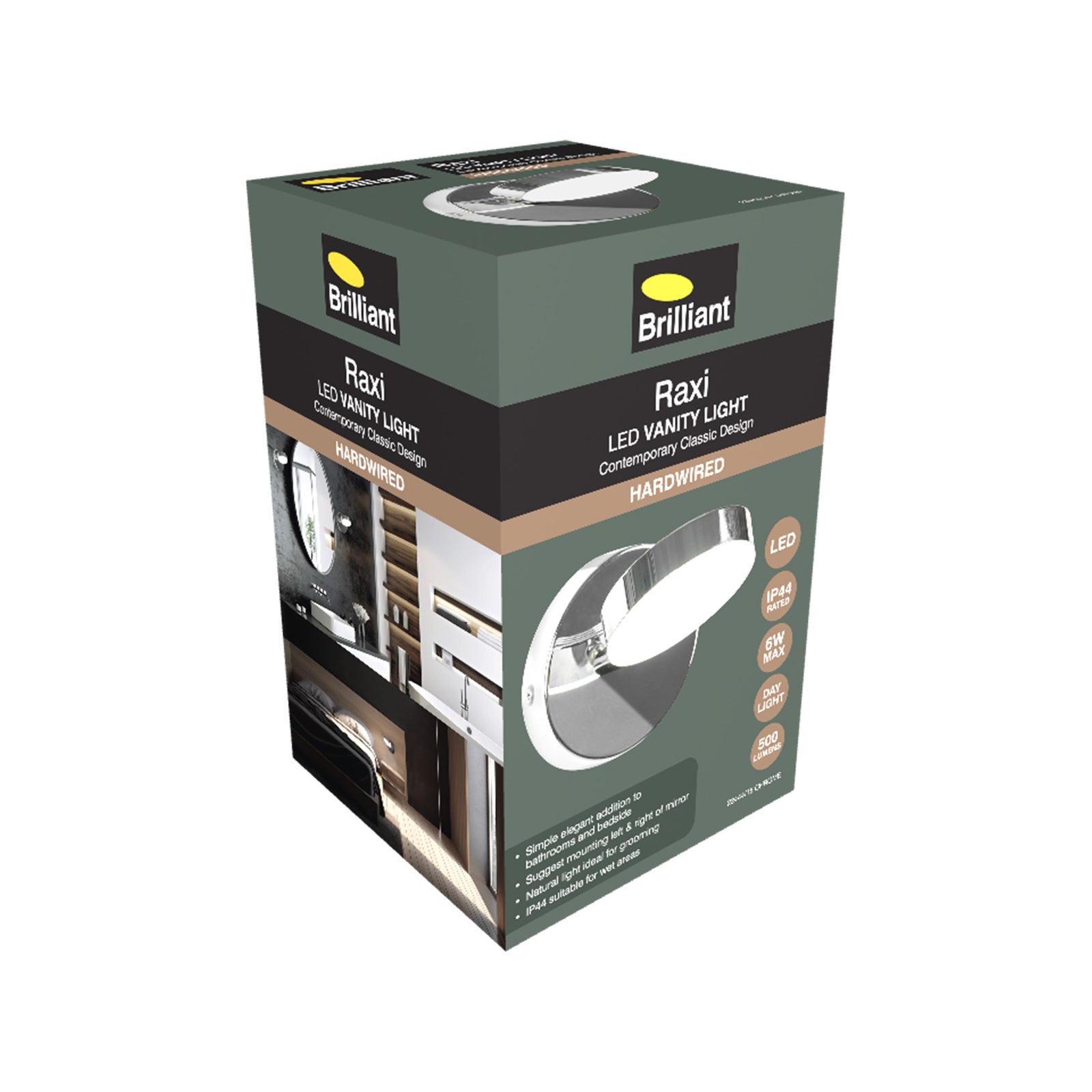 Brilliant Chrome Raxi Adjustable LED Vanity and Wall Light 22444/15