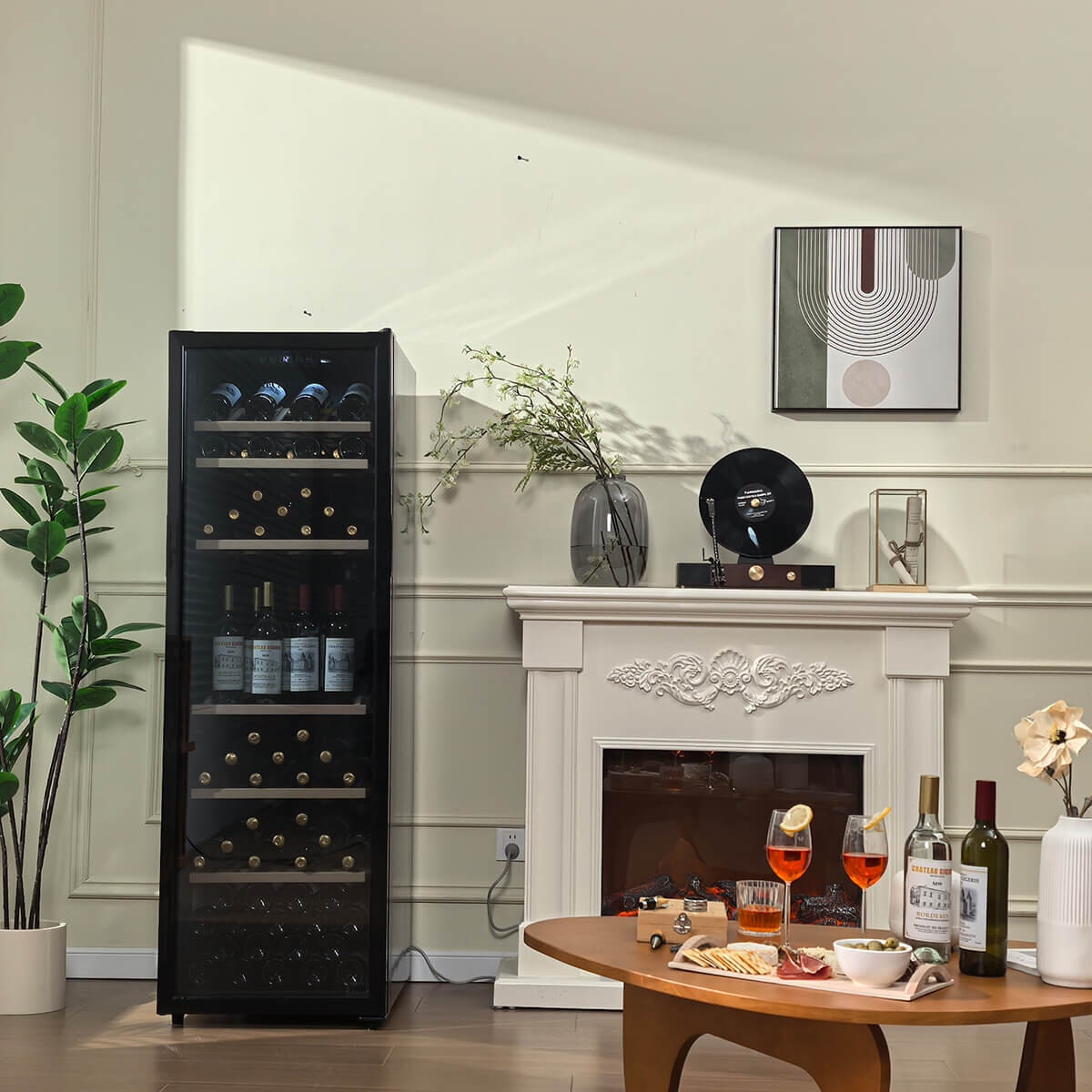 LeCavist 168 Bottle Single Zone Wine Cabinet 301L - Black Finish, Active Carbon Filter - LEK168PV