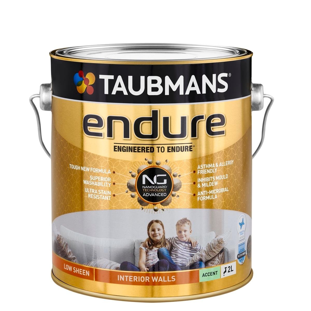 Taubmans 2L Accent Low Sheen Endure Interior Walls Paint - 2L - Stain Resistant - Low Odour - SuperSaverAU - view 1