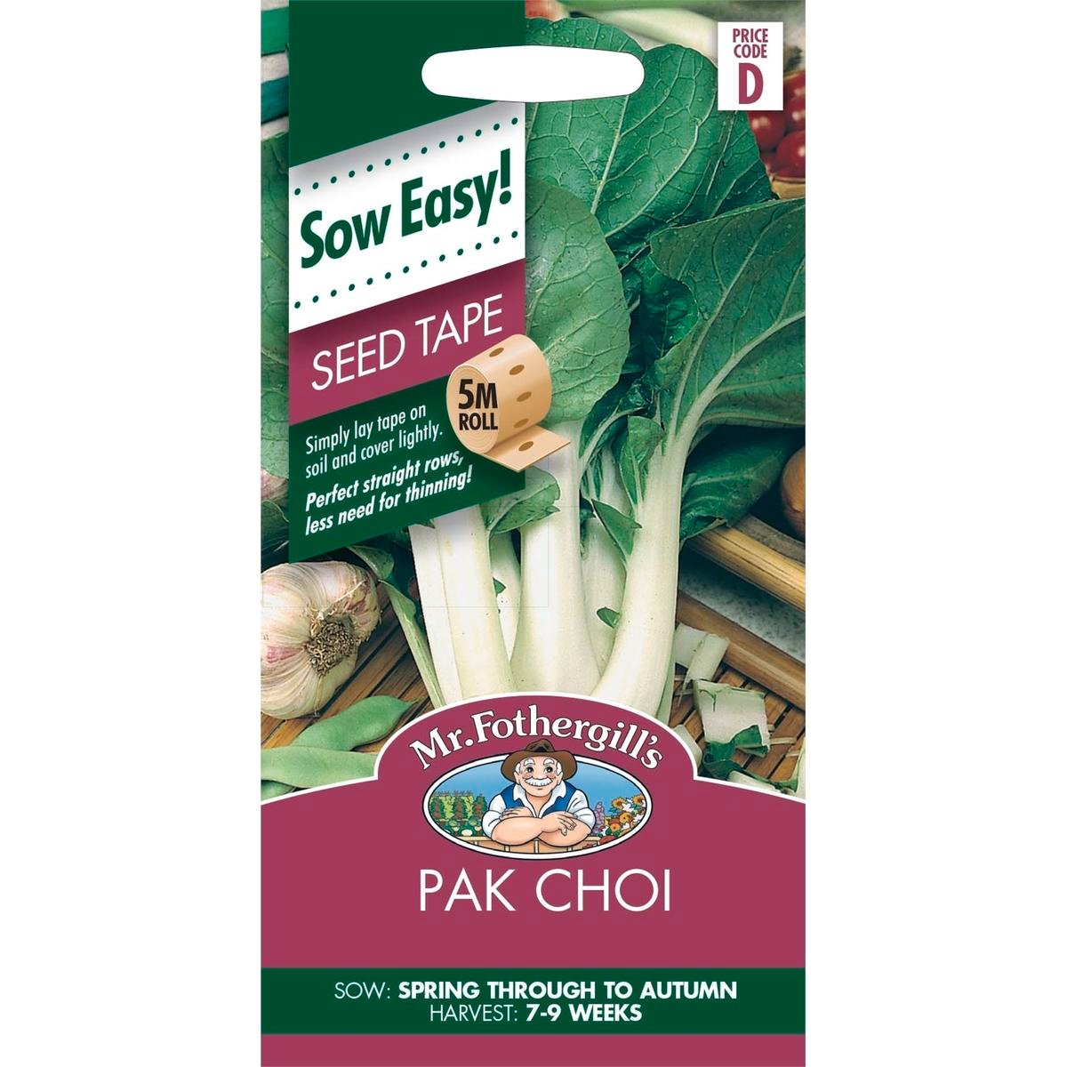 Mr Fothergill's Pak Choi Seed Tape Easy-Sow Asian Green Seeds