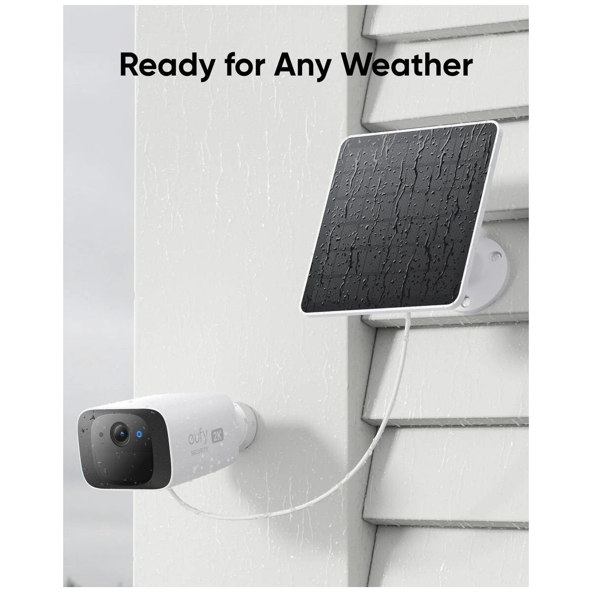 Eufy 3W Solar Panel for Eufy Security Cameras - White, Adjustable Mount, Long Cable - T8705C11