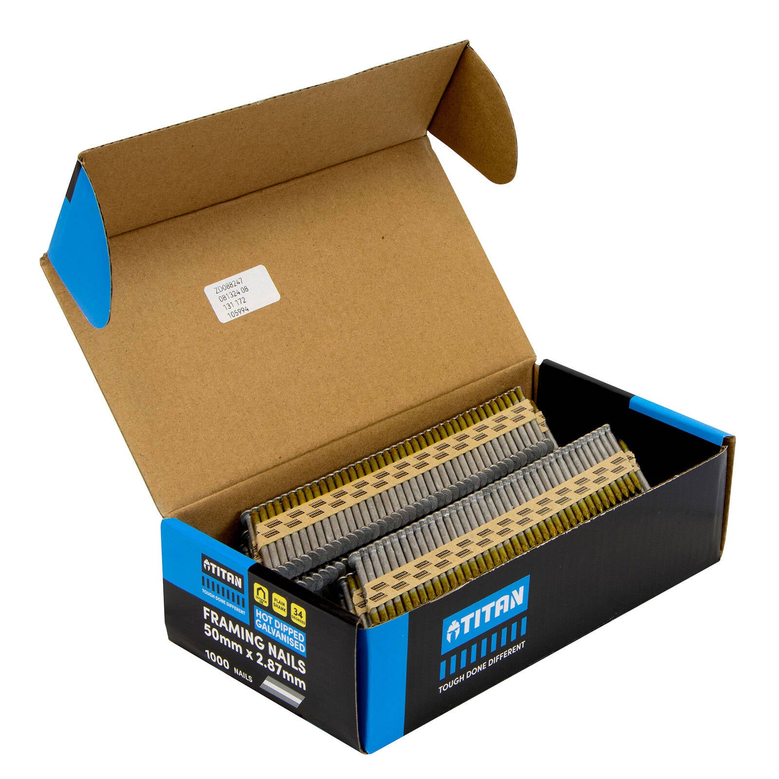 Titan 50 x 2.87mm Hot Dipped Galvanised Collated Framing Nails - 1000 Box
