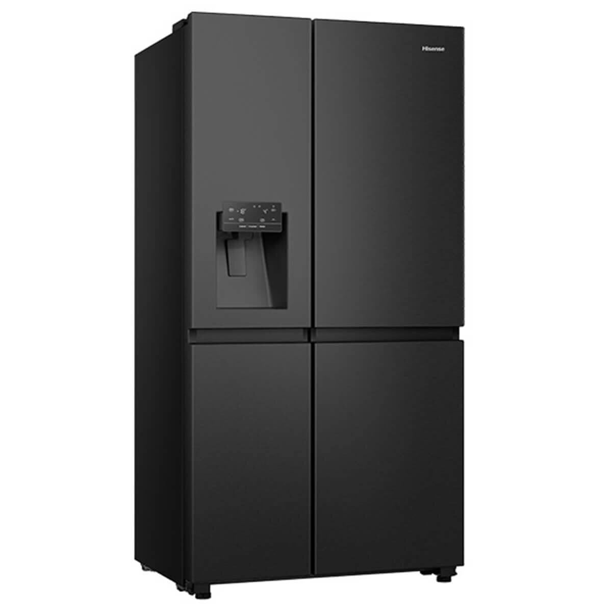 Hisense 632L PureFlat Side by Side Fridge - Black Steel, Non-Plumbed Water and Ice Dispenser - HRSBS633BW